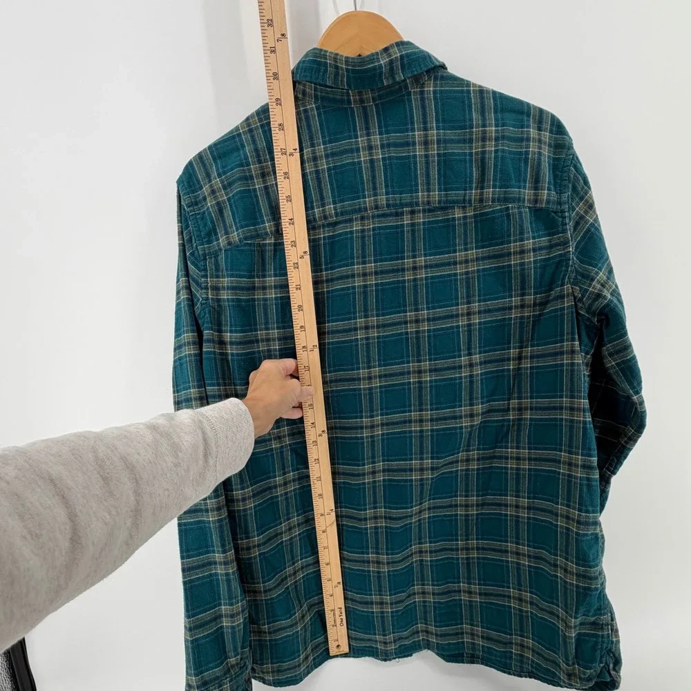 Goodfellow & Co Mens Flannel Long Sleeve Button Up Shirt Green Plaid Size‎ L